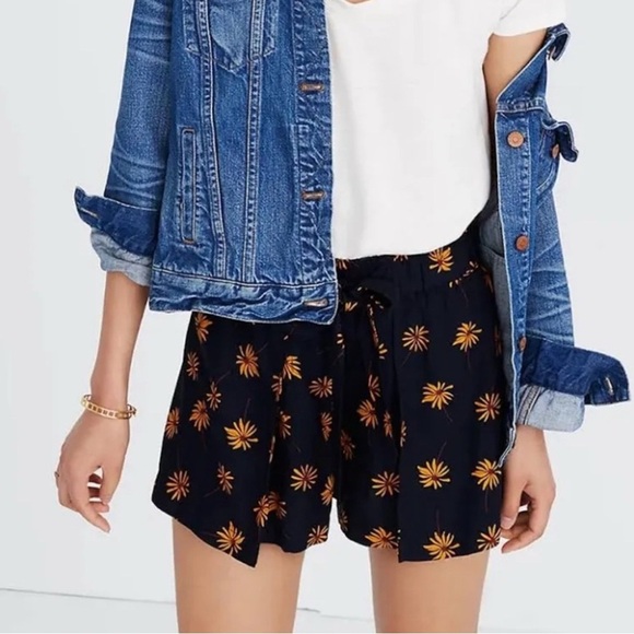 Madewell Shorts Pull-On Tie Fresh Daisies Floral Print‎ Lightweight Women Sz S - Picture 1 of 8